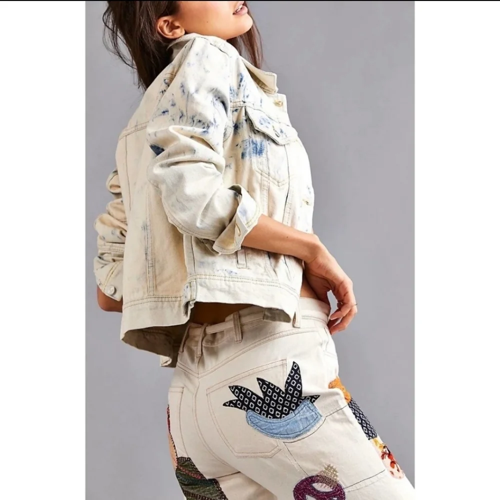 Free People Rumors Acid Wash Tie Dye Denim Trucker Jacket Size Small NWT!